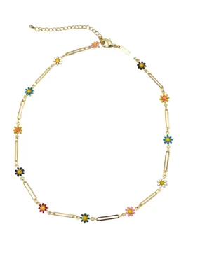 Candace Flower Paperclip Necklace