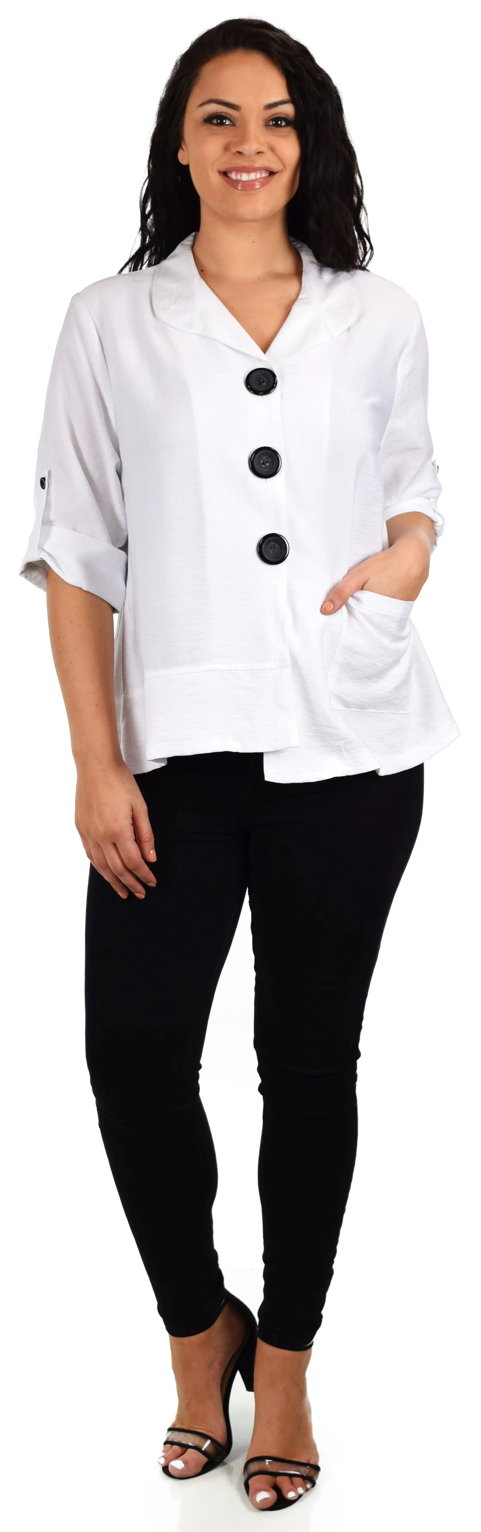 Captivating Cutie with details. New Plus size Blouse, Lagen look blouse, Artsy Jacket, Crop Jacket,Asymmetrical blouse, Large, XL and 1XL
