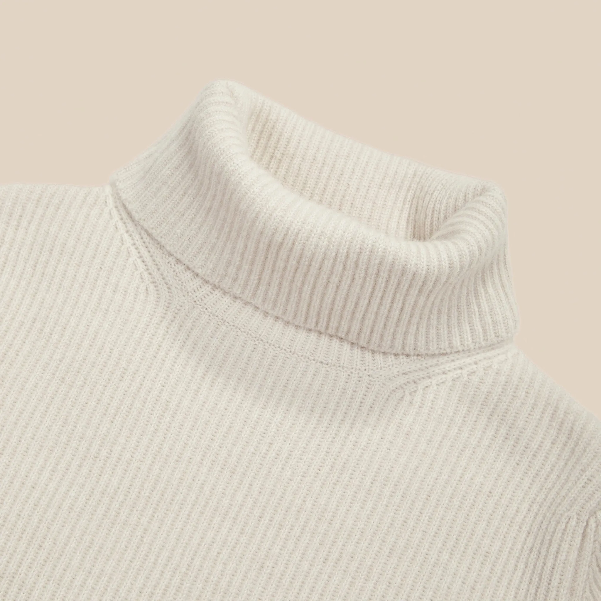 Cashmere ribbed submariner rollneck in ecru
