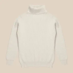 Cashmere ribbed submariner rollneck in ecru