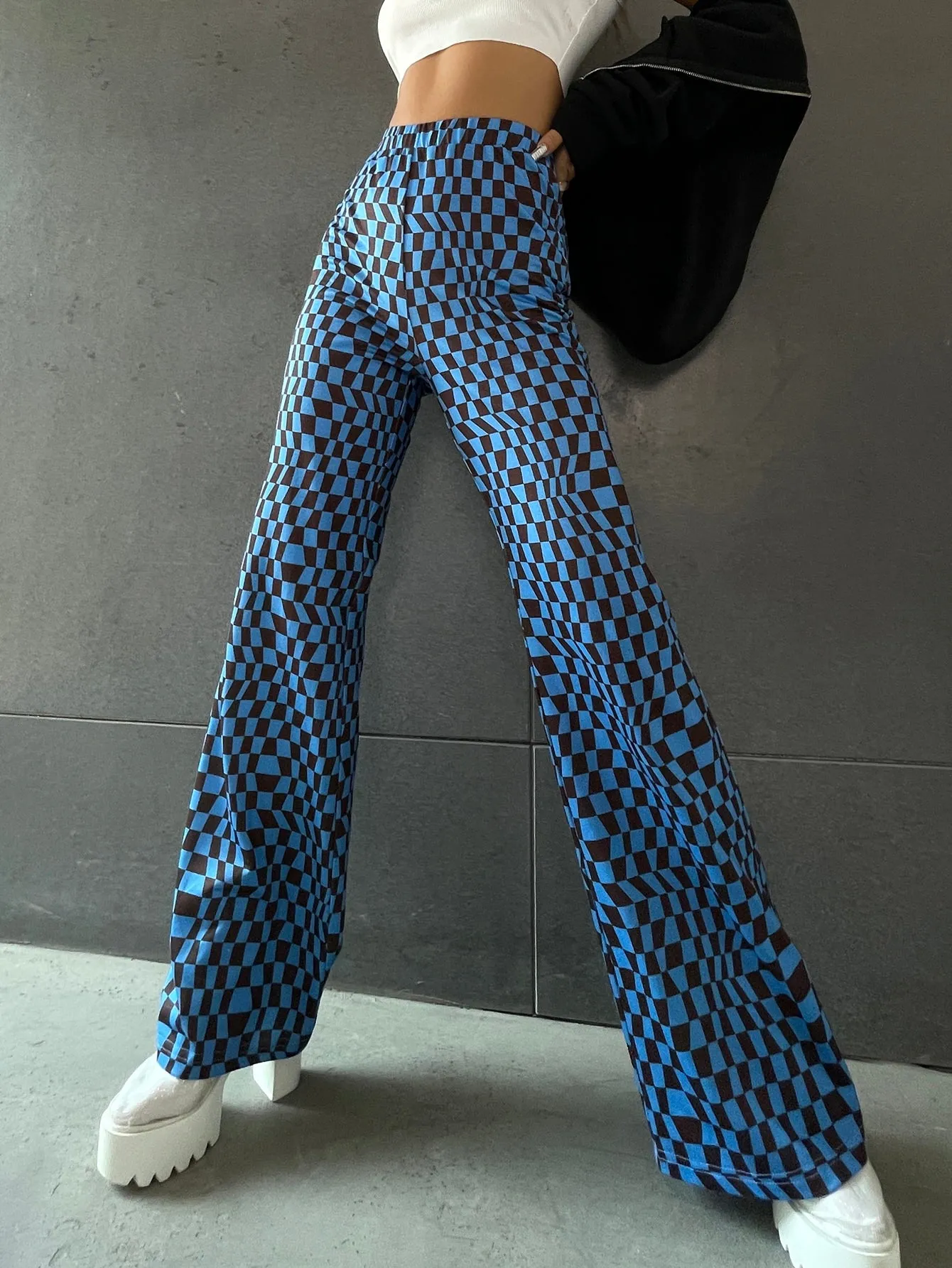 Casual Plaid High Waist Long Women Pants