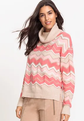 Chevron Knit Turtleneck Sweater