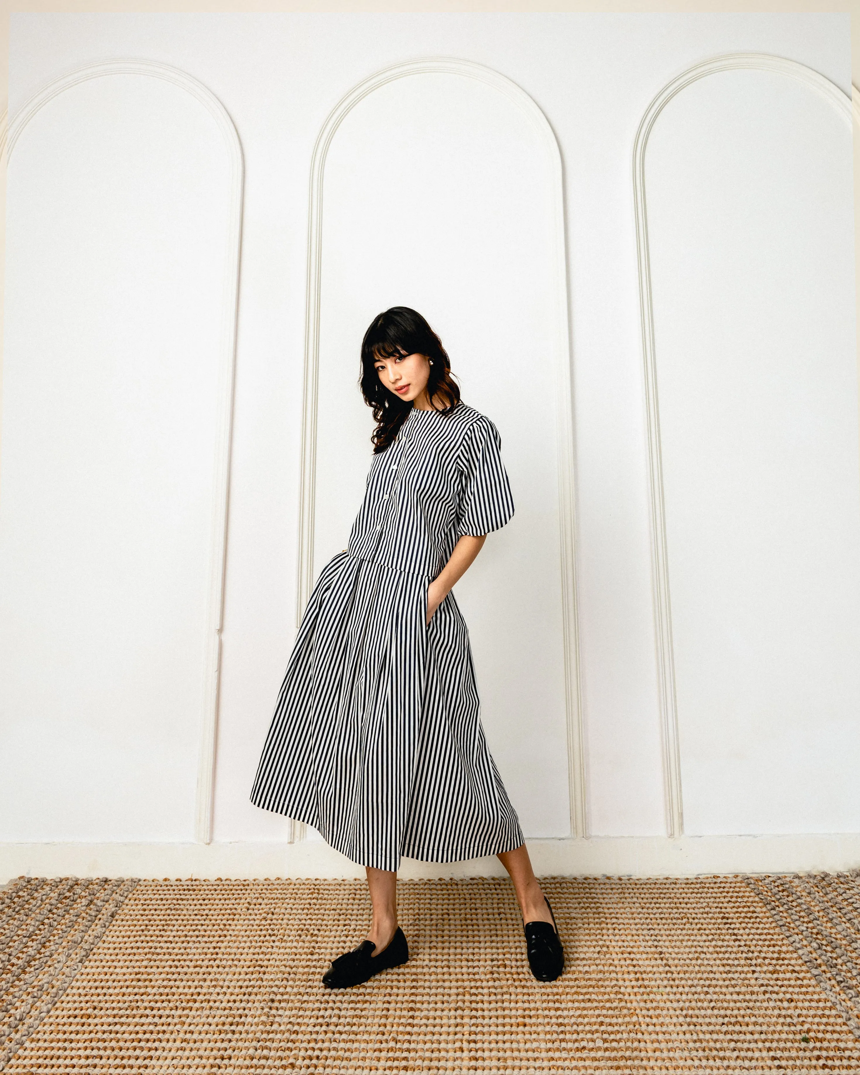 Chiyo Pin Stripe Cotton Skirt & Top Set