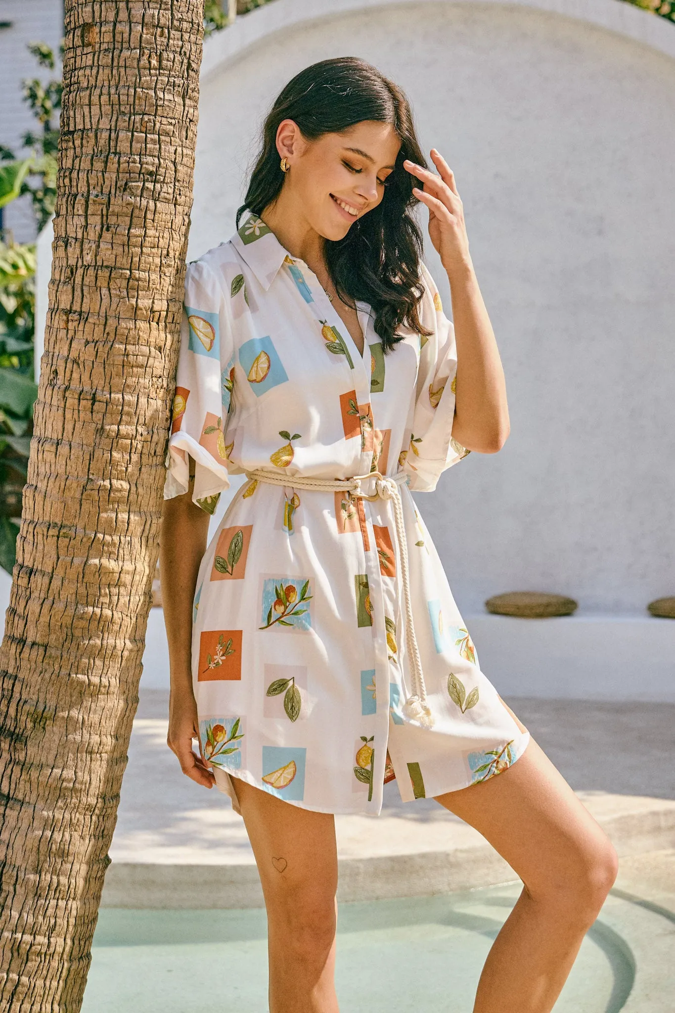 Citrina Multicolour Tropical Belted Mini Dress