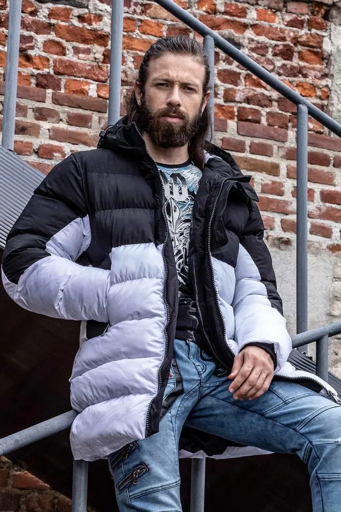 CM206 Men's Puffer Jacket in Black and White Colors