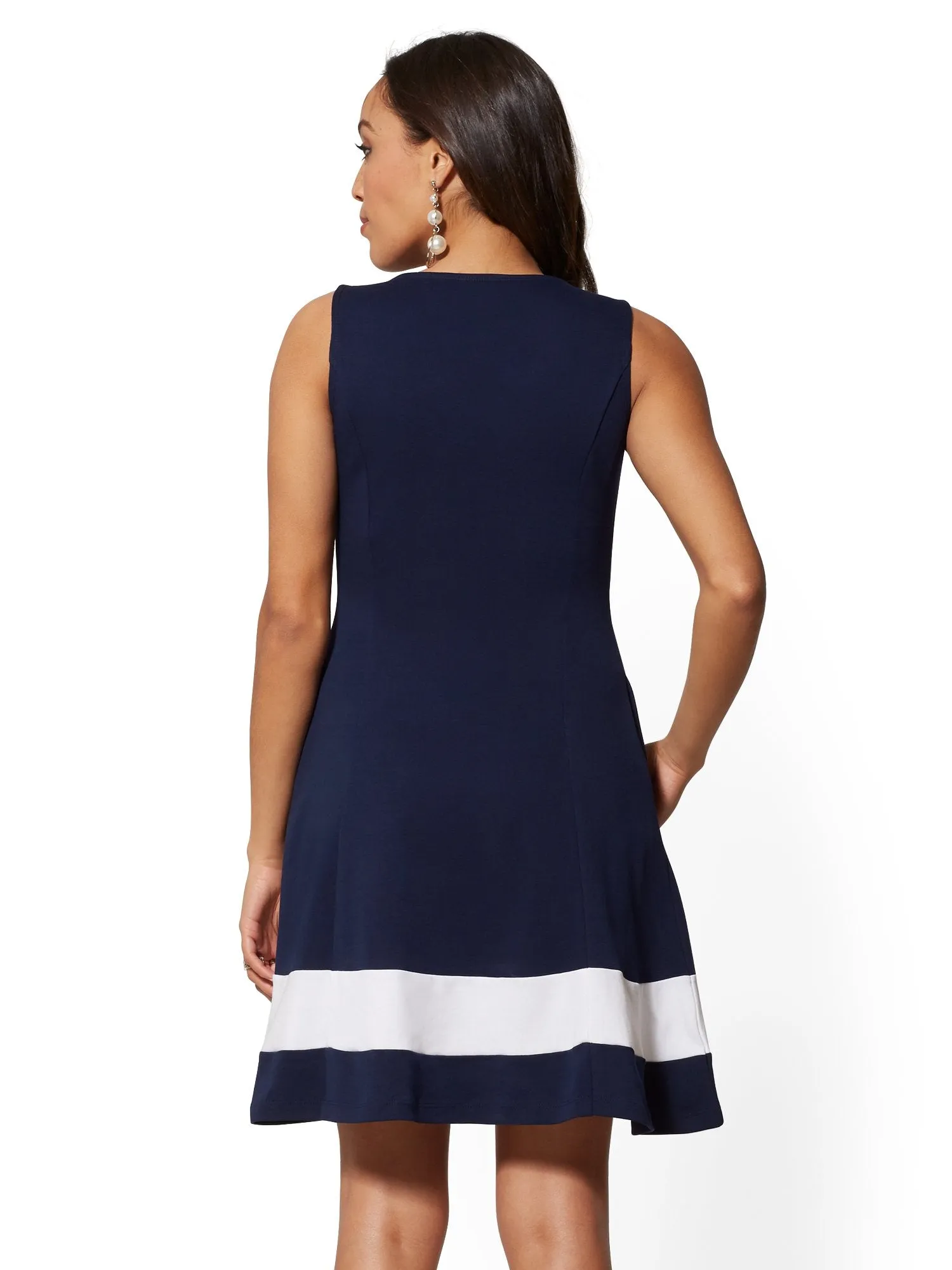 Colorblock Fit and Flare Cotton Dress