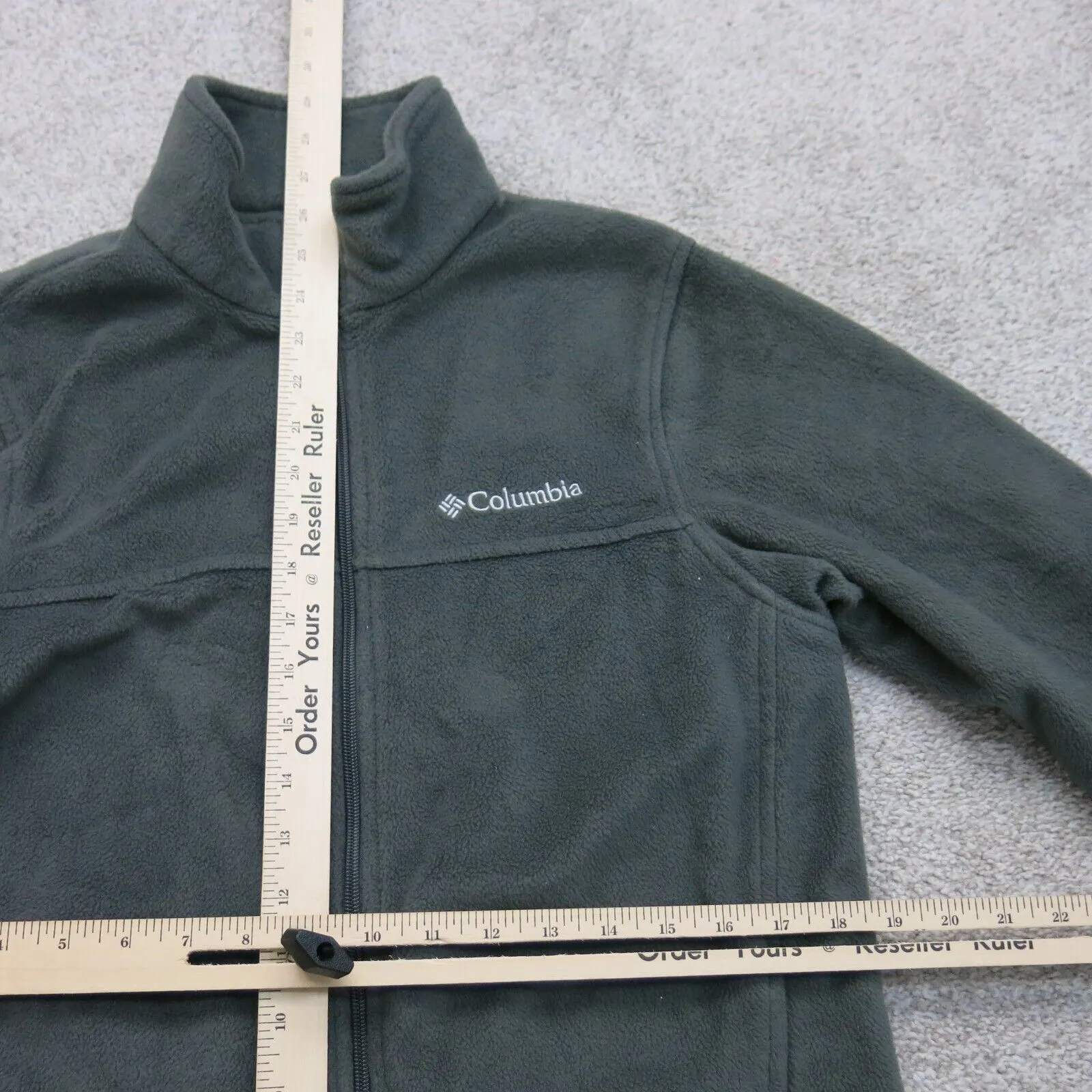 Columbia Mens Fleece Jacket Full Zip Long Sleeve Mock Neck Slate Green SZ Small