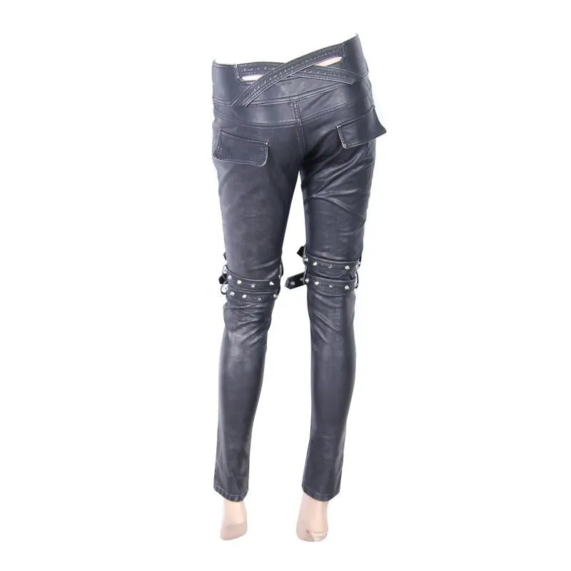 'Conformity is Corrosion of Society' Casual Punk Leather Pants