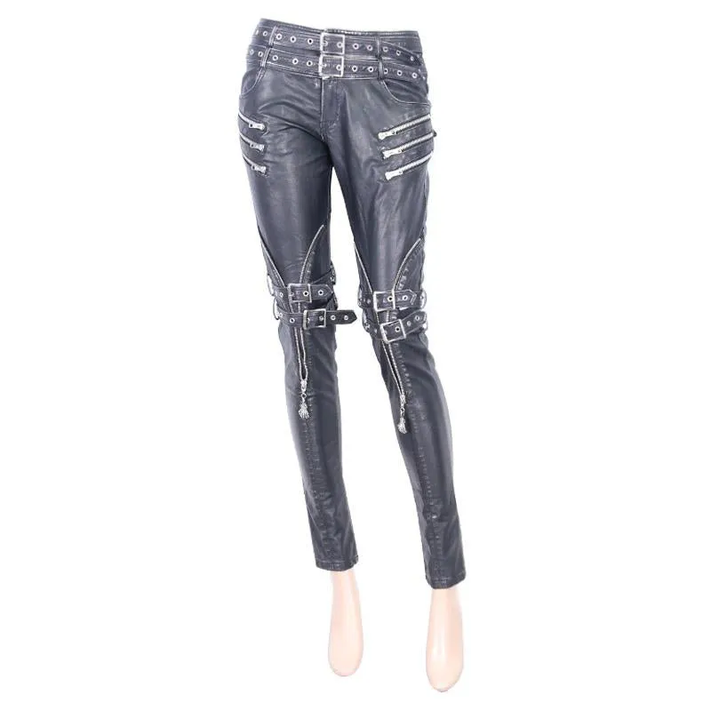 'Conformity is Corrosion of Society' Casual Punk Leather Pants