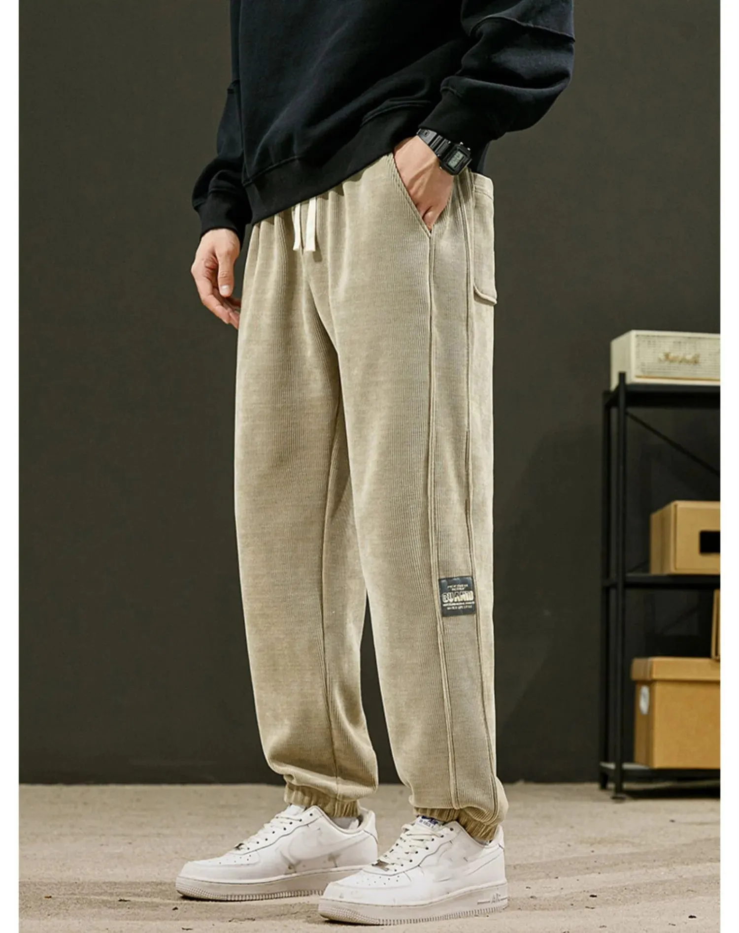 Corduroy-tyg, unisex, mjuk, avslappnad byxa