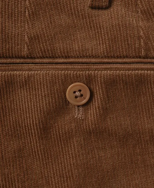 Cotton pants Fine-wale corduroy single pleat