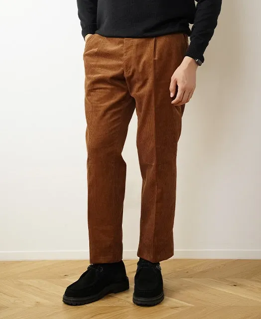 Cotton pants Fine-wale corduroy single pleat