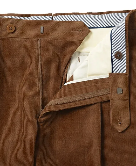 Cotton pants Fine-wale corduroy single pleat