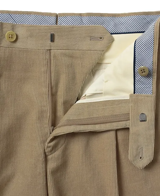 Cotton pants Fine-wale corduroy single pleat