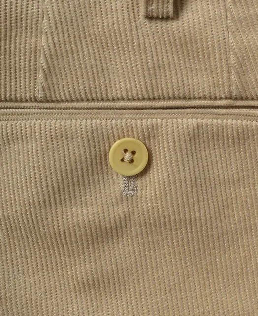 Cotton pants Fine-wale corduroy single pleat