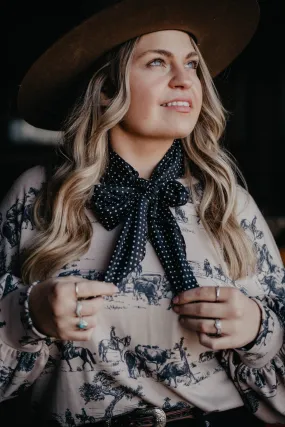 Cowboy Polka Black Dotted Silk Wild Rag