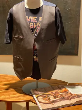 Denim and Leather Bar Vest NO BUTTONS
