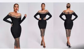 Diamond Black Bandage Rhinestone Dress