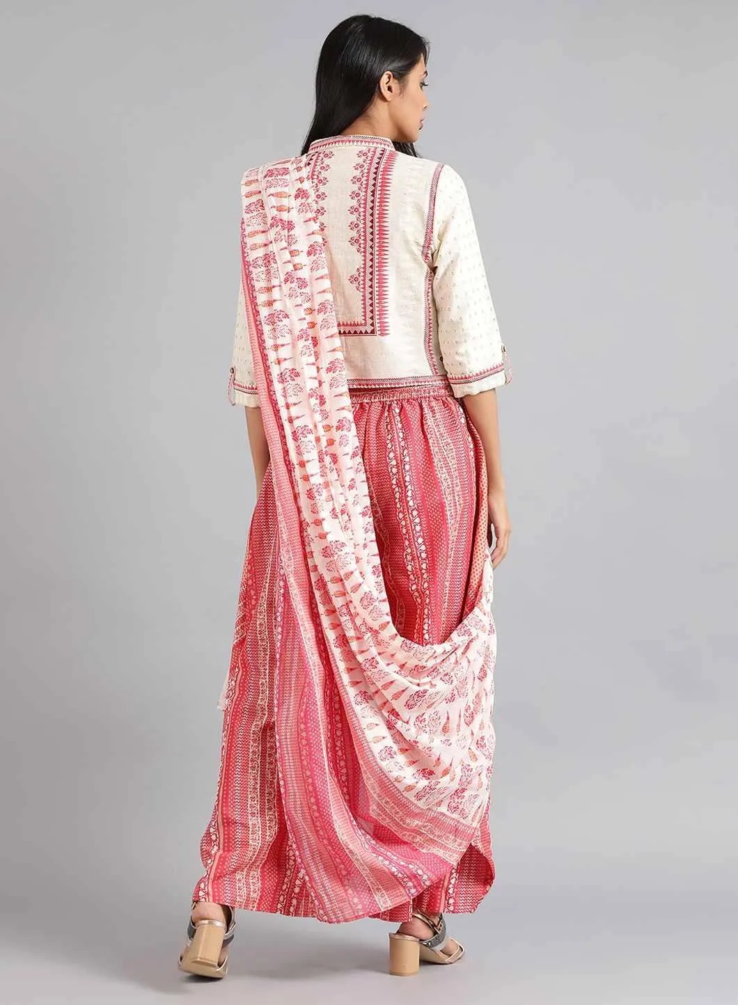 Ecru & Pink Printed Gypsuit