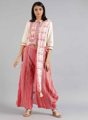 Ecru & Pink Printed Gypsuit