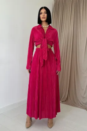 ELS Ribbed Shirt and Long Skirt Set - Fuchsia - Port Macquarie