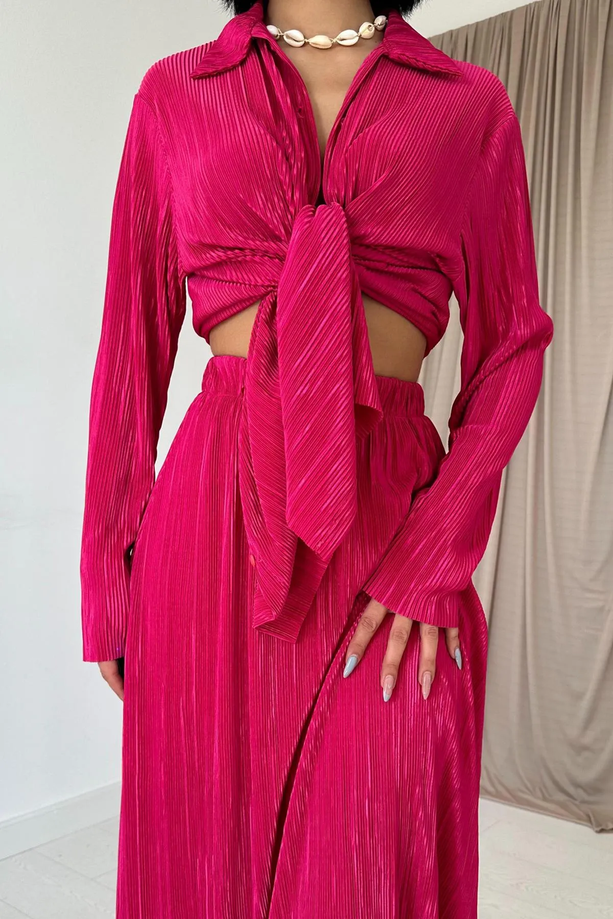 ELS Ribbed Shirt and Long Skirt Set - Fuchsia - Port Macquarie