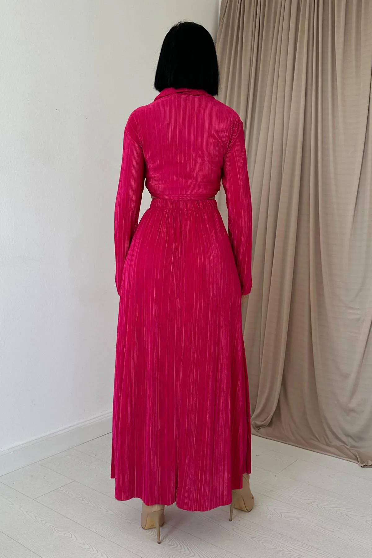 ELS Ribbed Shirt and Long Skirt Set - Fuchsia - Port Macquarie