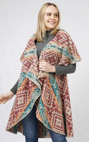 EVT10688 AZTEC REVERSIBLE ROUND SHAWL VEST