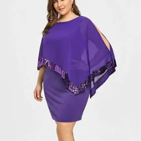 FashionSierra - Plus Size Elegant Women Business Office Dress Casual Ladies Formal Bodycon Shawl Tunic Sheath Sequin Pencil Dresses