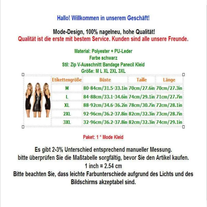 FashionSierra - Plus Size Fashion Slim Frauen Dress Women Sexy Verband Bodycon Minikleid Leder Zipper V-Neck Sleeveless Short Dress Clubwear