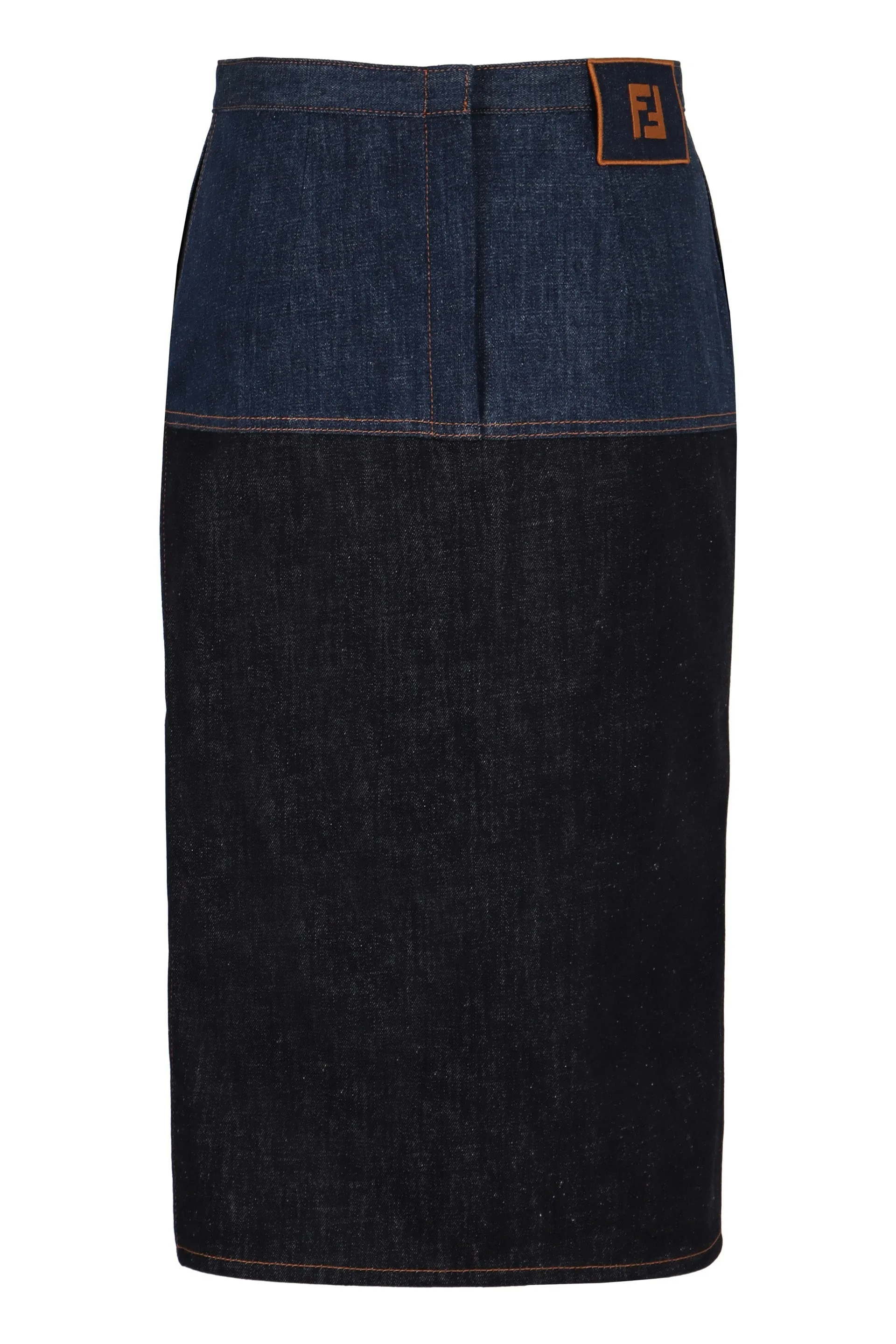 FENDI Two-Tone Denim Skirt with Stylish Opening