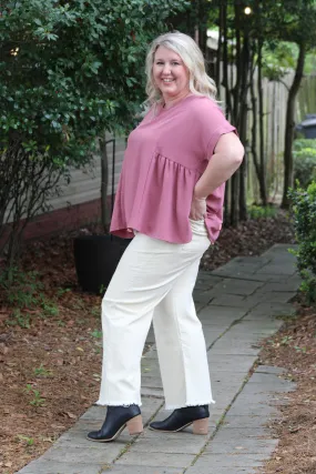 FINAL SALE Curvy Addie Cream Stretchy Denim Pants