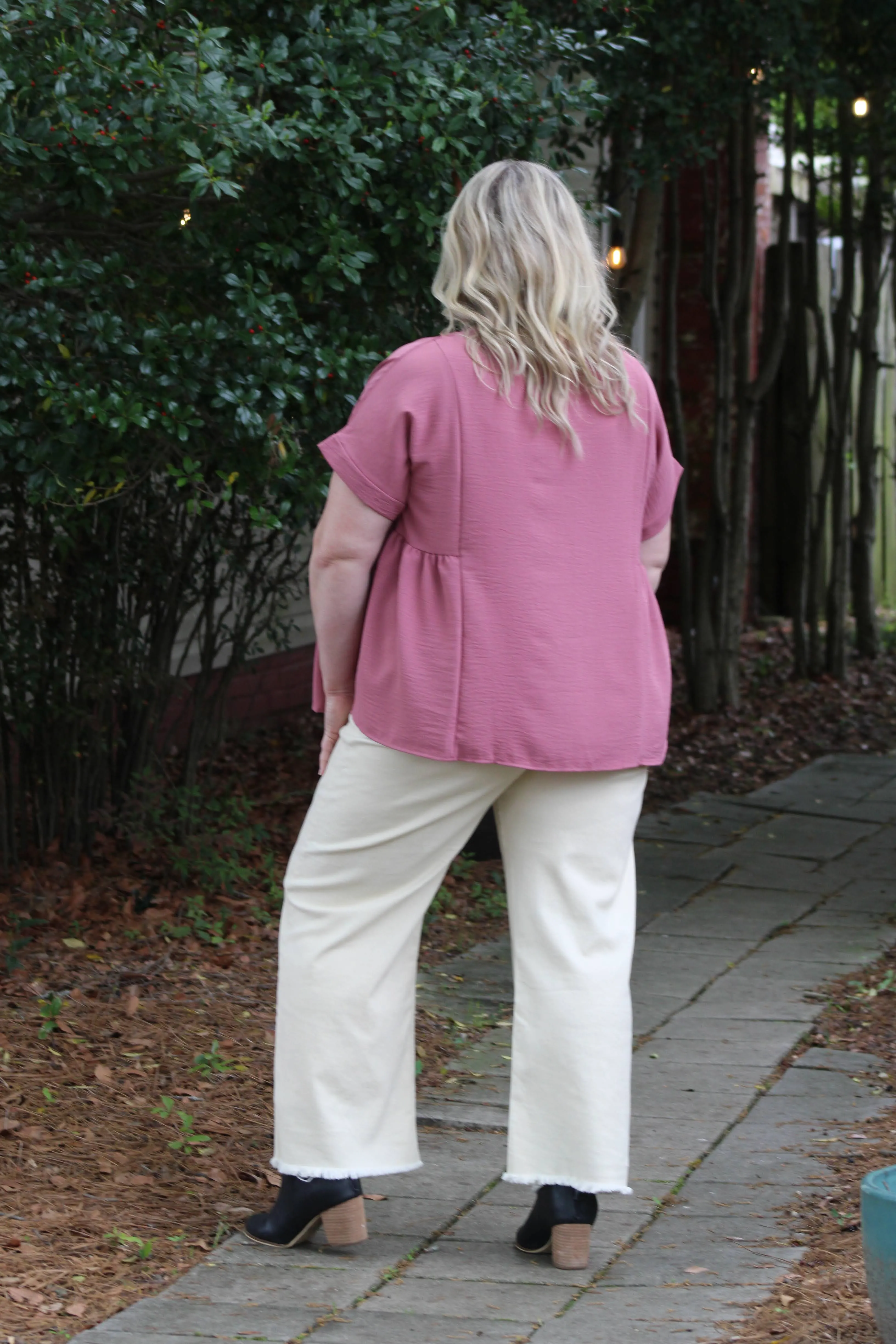 FINAL SALE Curvy Addie Cream Stretchy Denim Pants