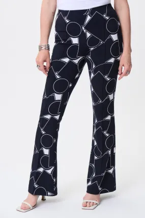 Geometric Print Silky Knit Flared Pants