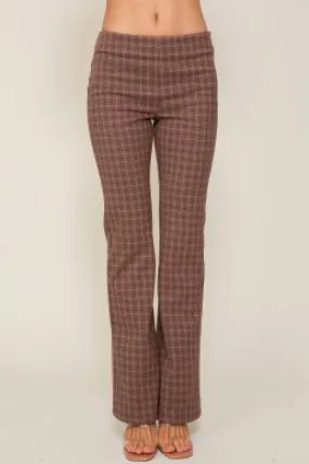 Gingham Zipper Pants in Brown