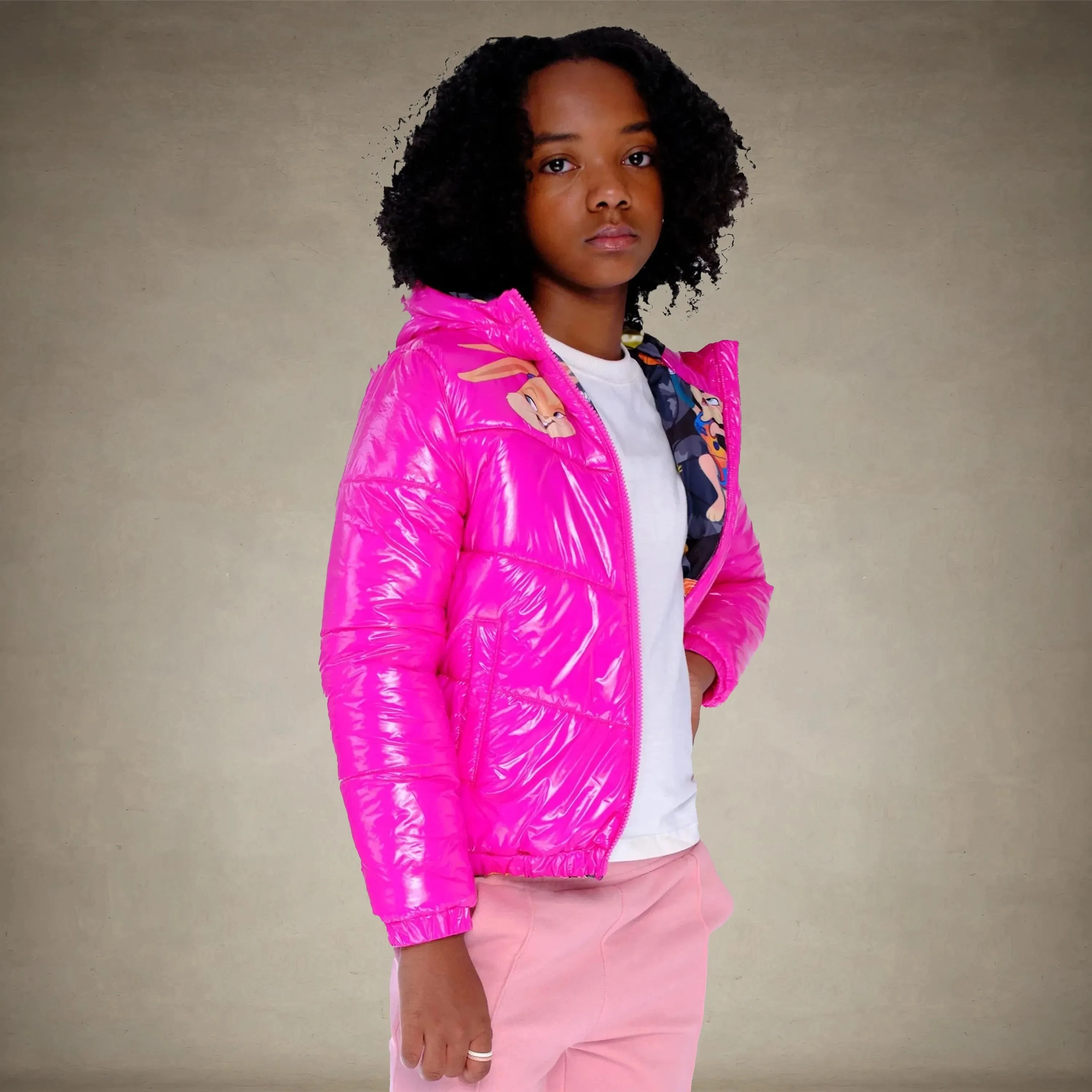Girl's Cire Puffer with Mash Print Lining Jacket - FINAL SALE