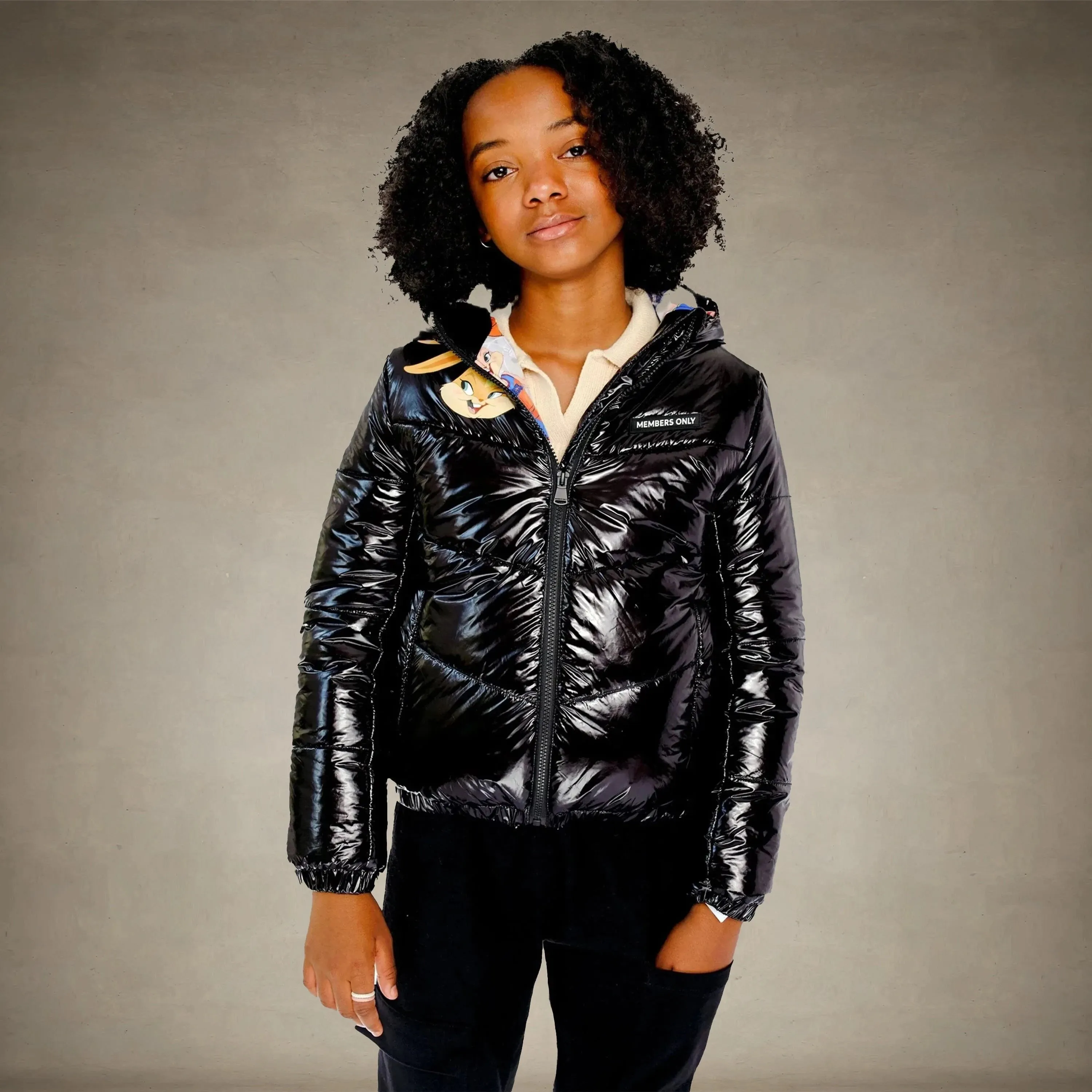 Girl's Cire Puffer with Mash Print Lining Jacket - FINAL SALE