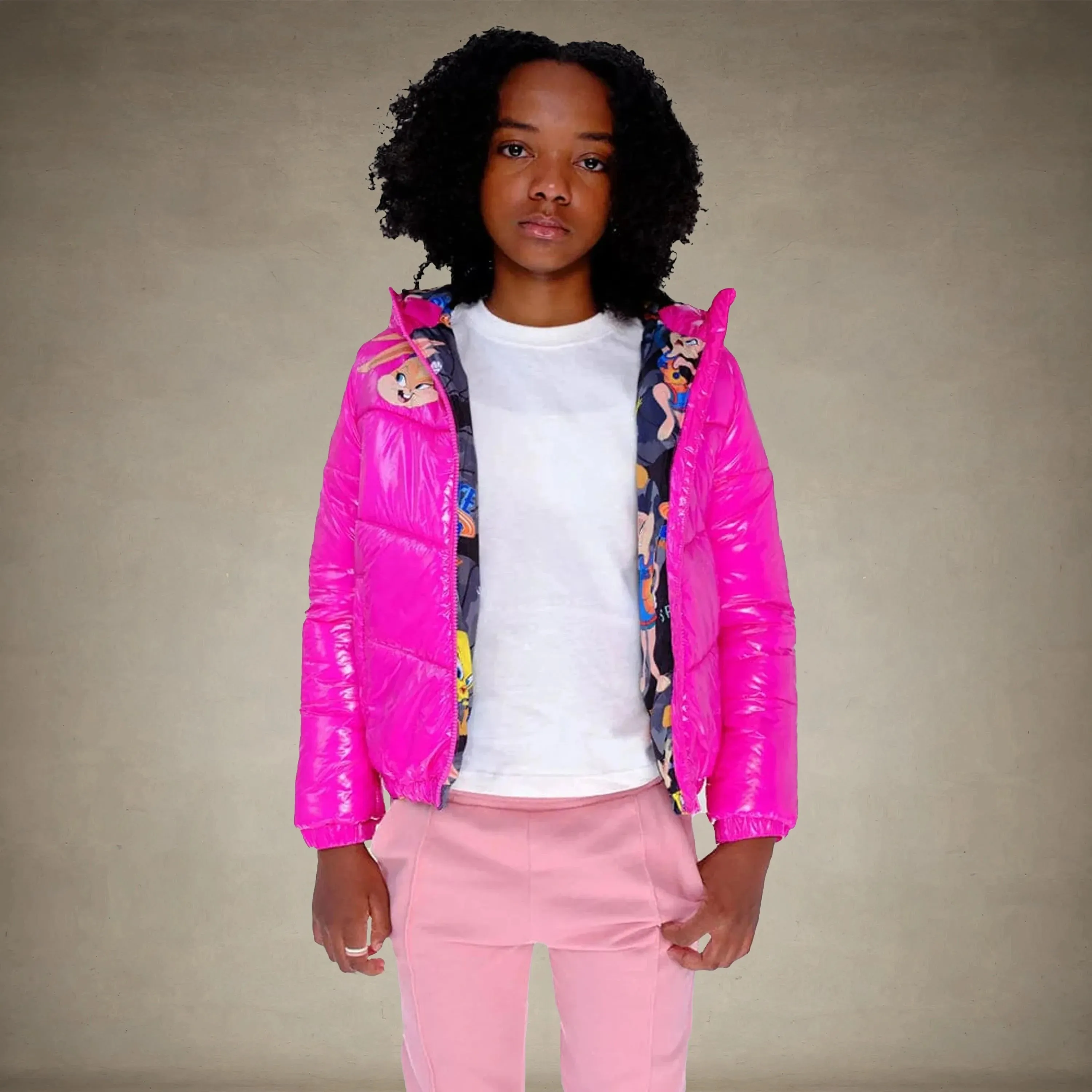 Girl's Cire Puffer with Mash Print Lining Jacket - FINAL SALE