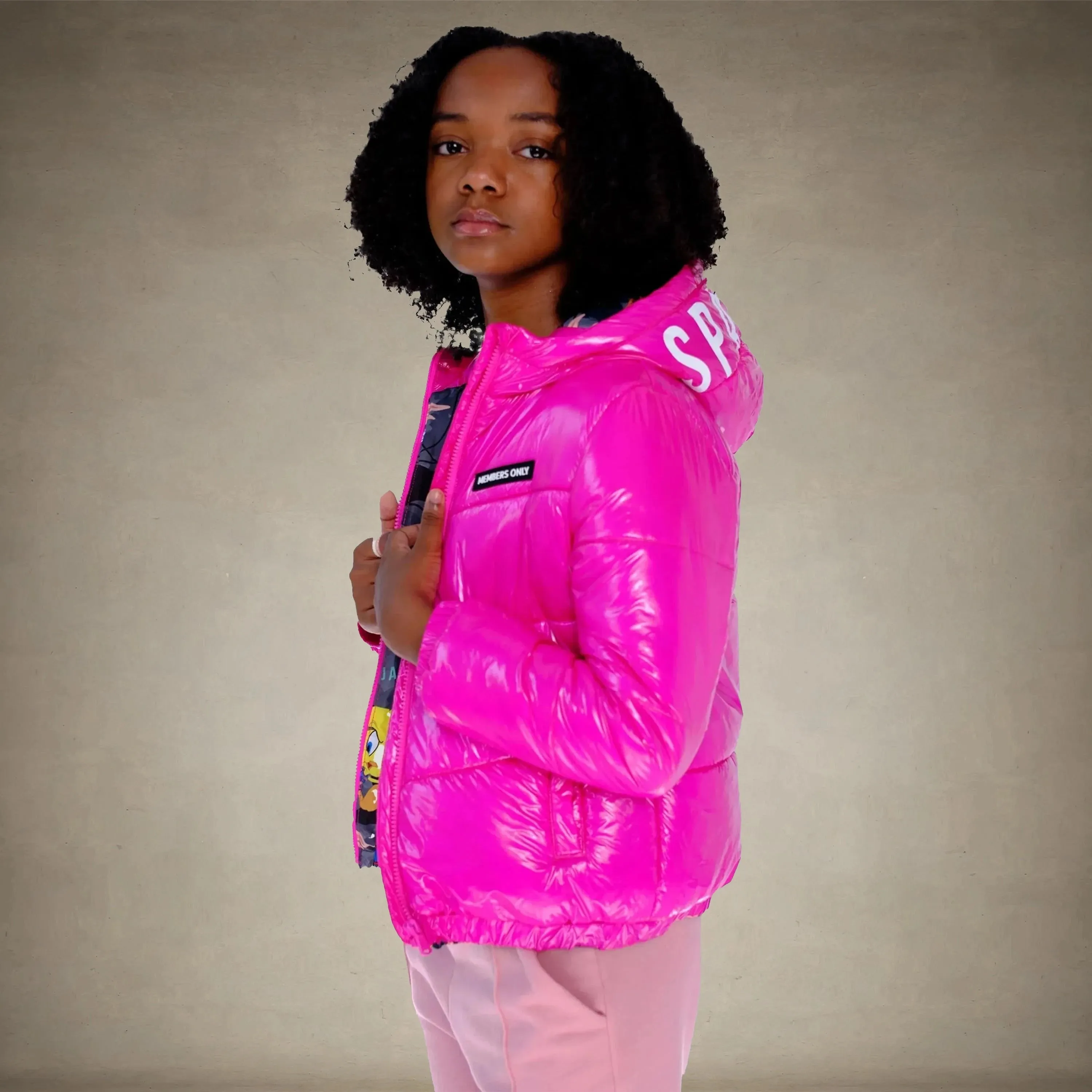 Girl's Cire Puffer with Mash Print Lining Jacket - FINAL SALE