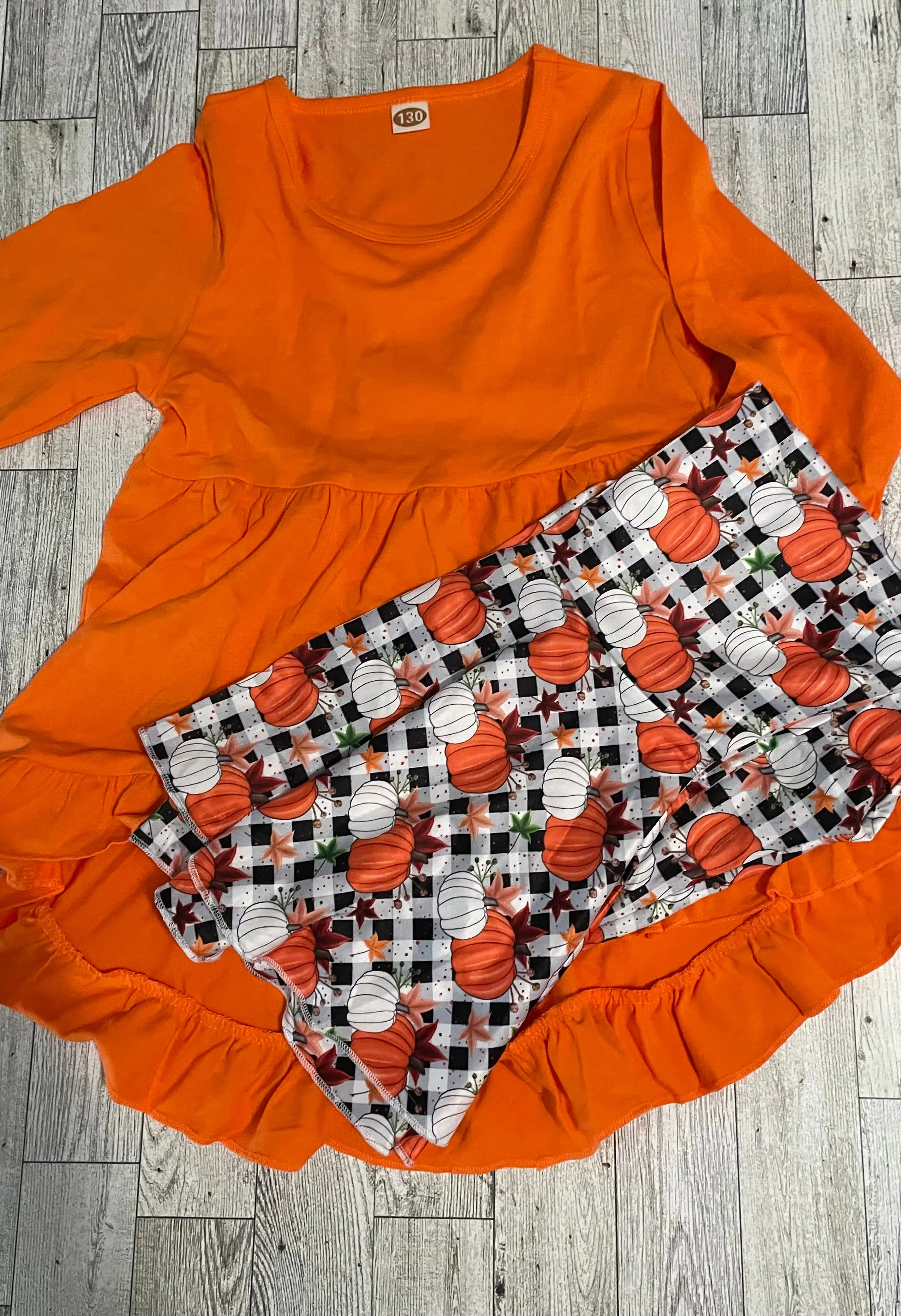Girls Pumpkin Bell Bottom Set