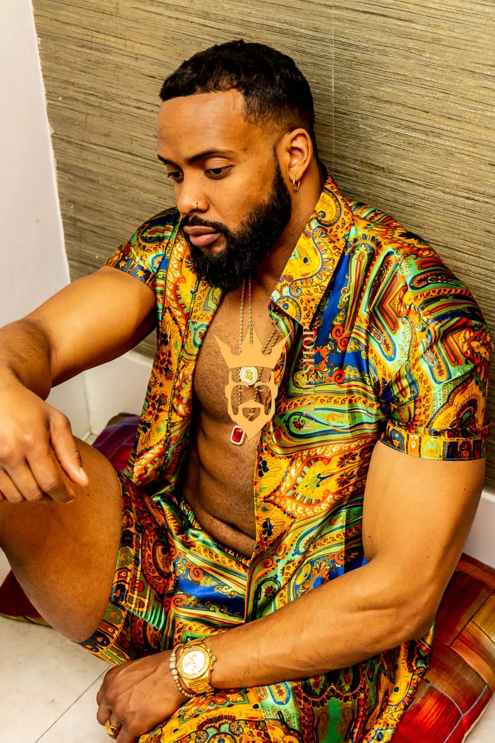 Gold Barocco Silk Set 2pcs - Elevate your wardrobe with luxury and sophistication - Crafted from pure silk.