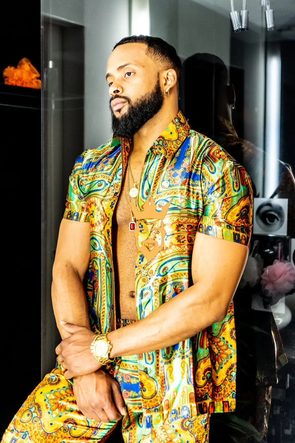 Gold Barocco Silk Set 2pcs - Elevate your wardrobe with luxury and sophistication - Crafted from pure silk.