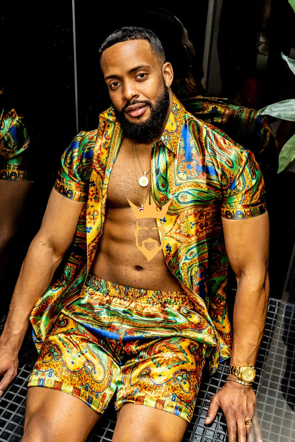 Gold Barocco Silk Set 2pcs - Elevate your wardrobe with luxury and sophistication - Crafted from pure silk.