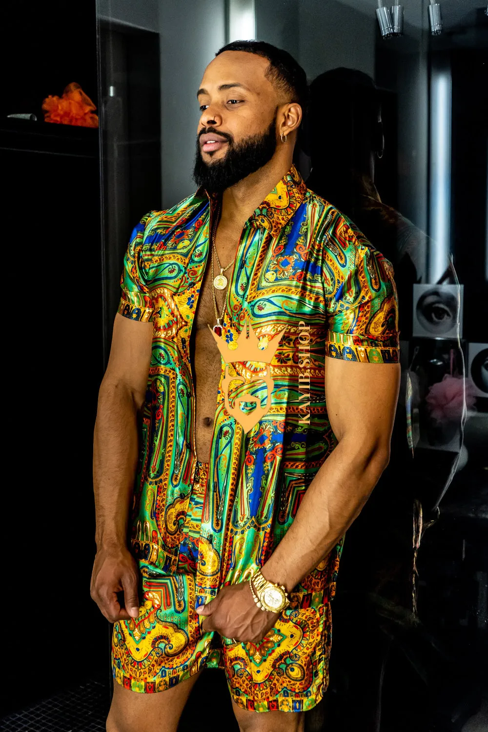 Gold Barocco Silk Set 2pcs - Elevate your wardrobe with luxury and sophistication - Crafted from pure silk.
