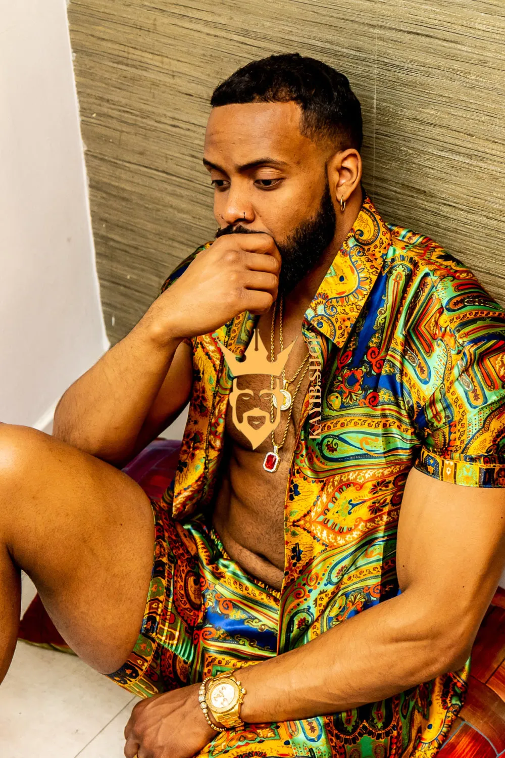 Gold Barocco Silk Set 2pcs - Elevate your wardrobe with luxury and sophistication - Crafted from pure silk.