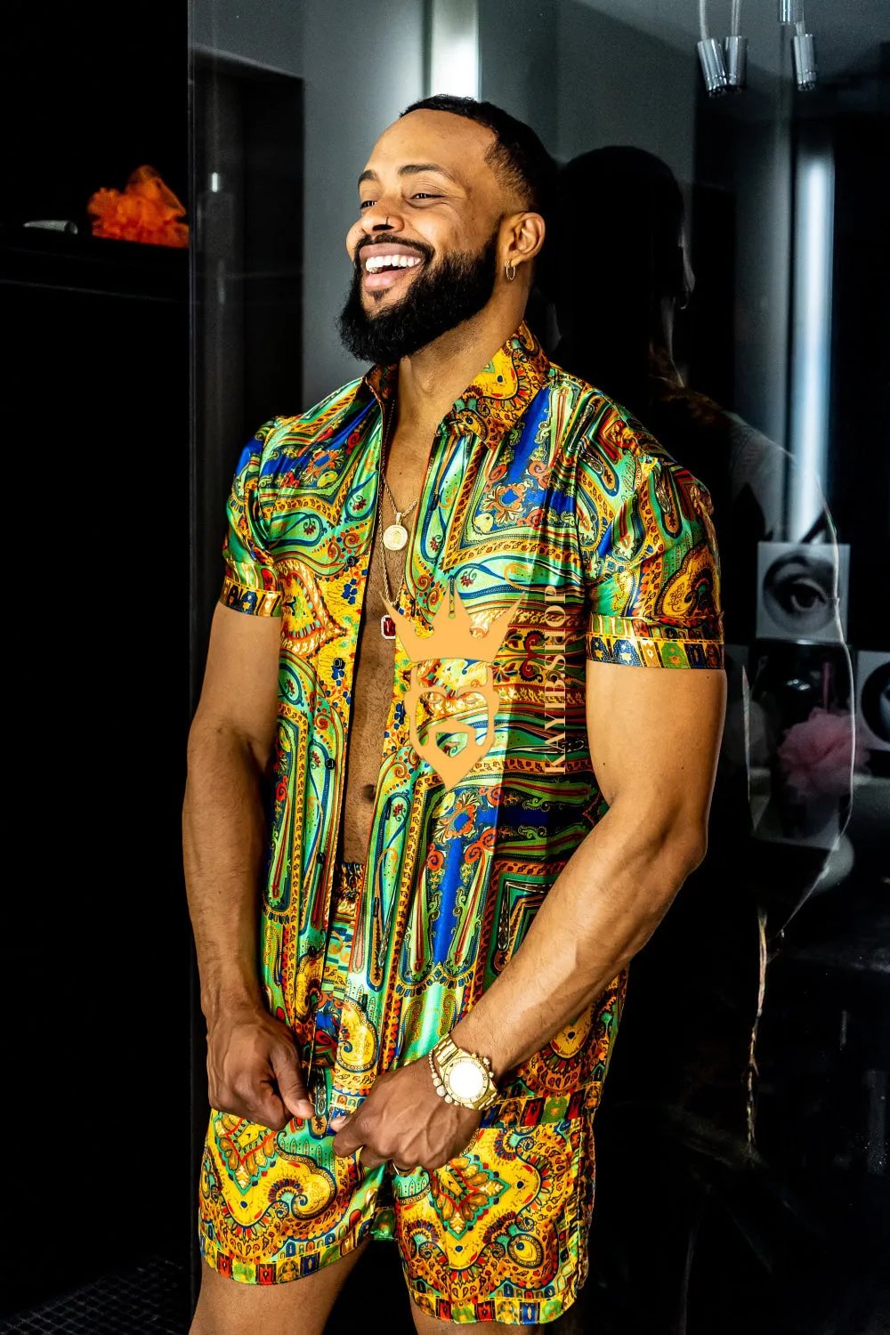 Gold Barocco Silk Set 2pcs - Elevate your wardrobe with luxury and sophistication - Crafted from pure silk.