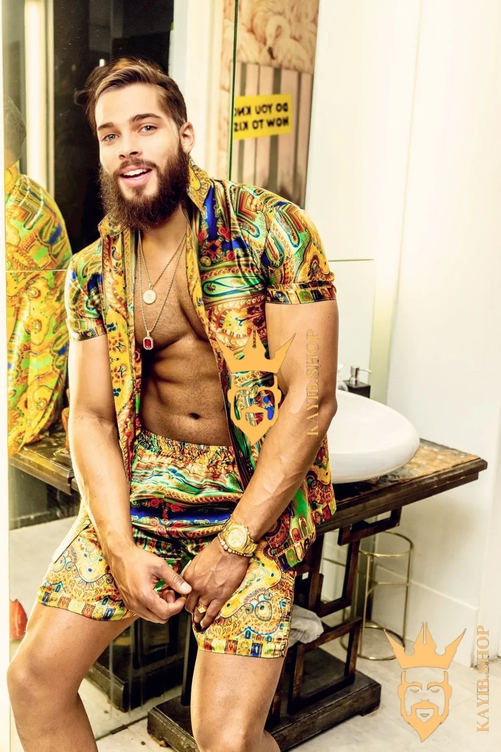 Gold Barocco Silk Set - Luxurious Style for the Modern Fashionista - Handcrafted from Pure Silk