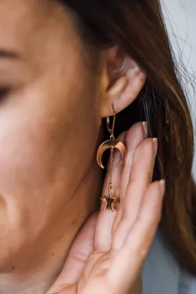 Gold Star & Crescent Moon Earrings