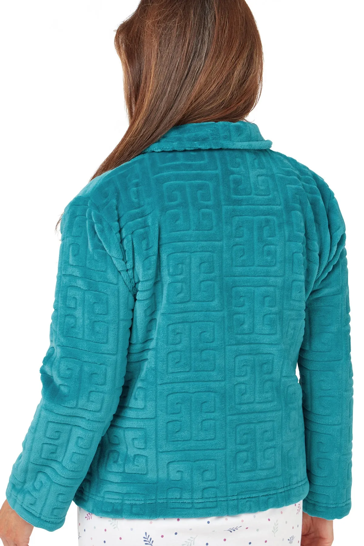 Greek Key  Embossed Fleece Bed Jacket