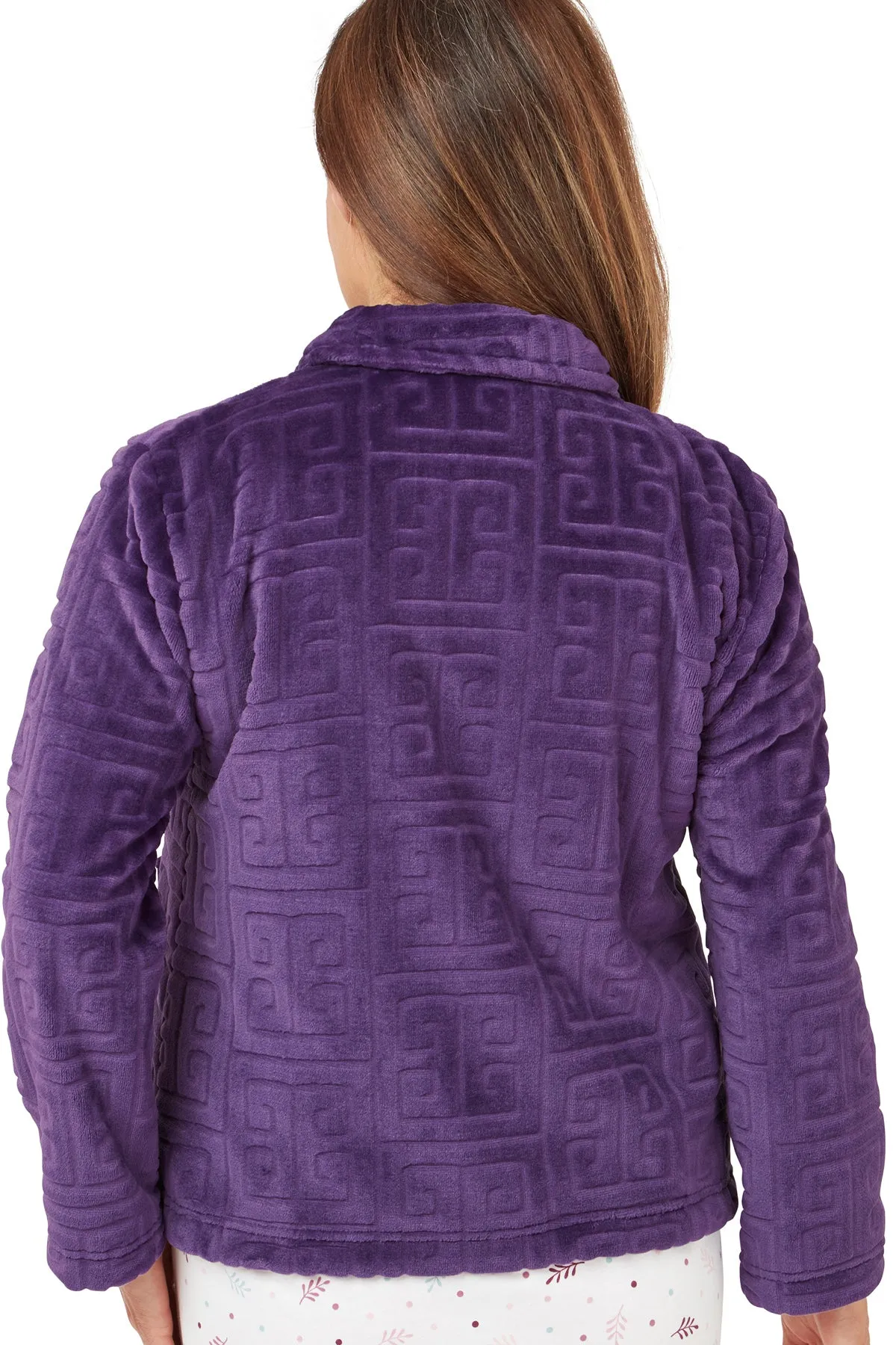 Greek Key  Embossed Fleece Bed Jacket